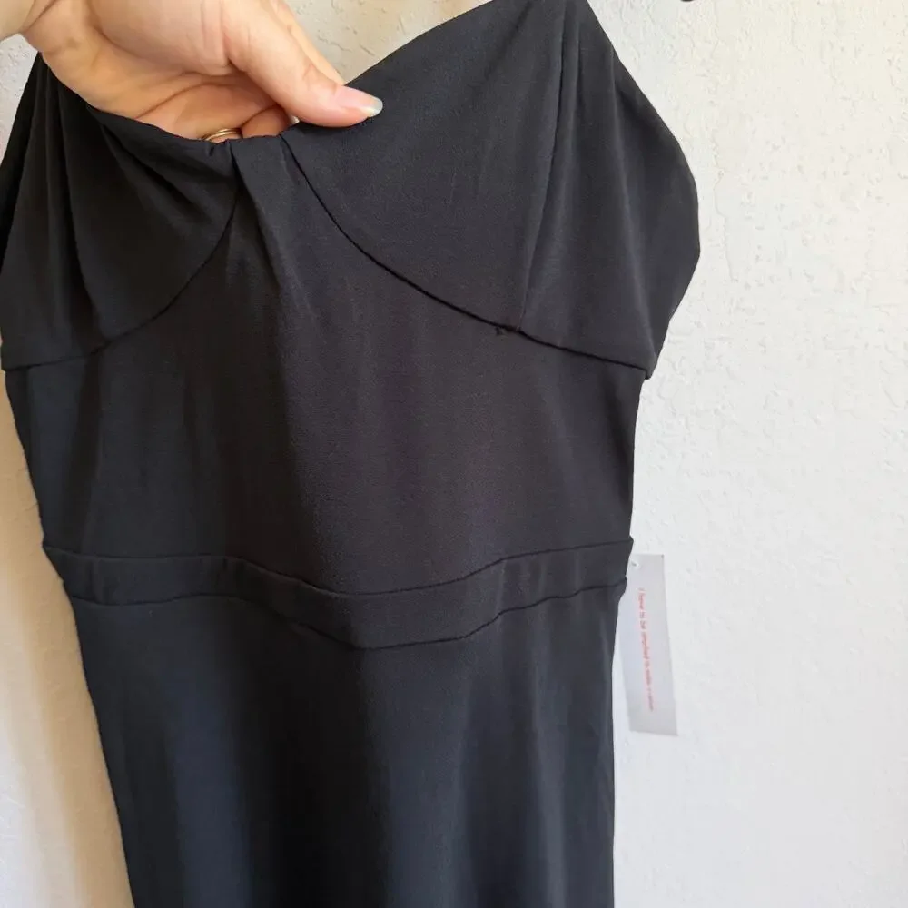 NWT ModCloth Black Mini Dress Tie Sleeveless Dress Womens L Minimalist Coquette